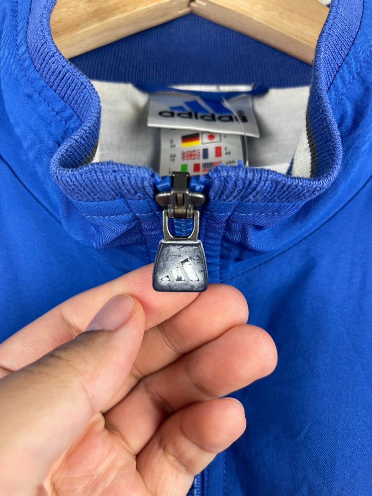 Vintage 90s Adidas 3 Stripe Blue Windbreaker