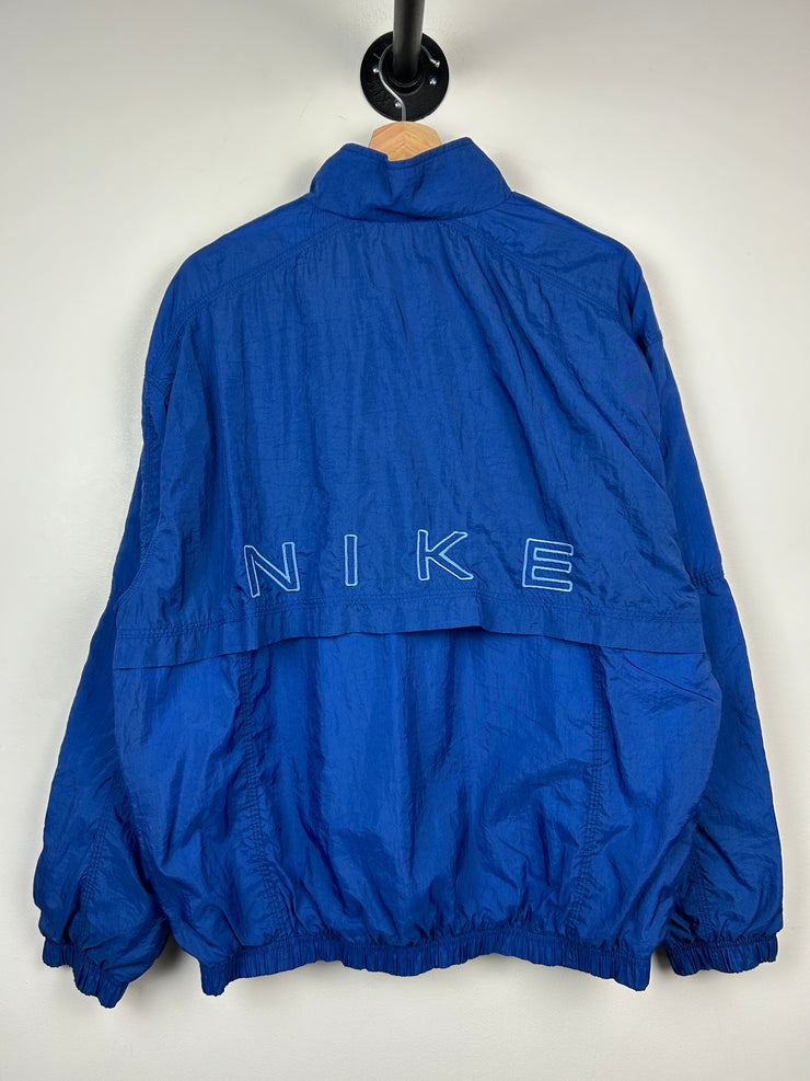 Vintage 90s Nike Mini Swoosh Spellout Blue Windbreaker