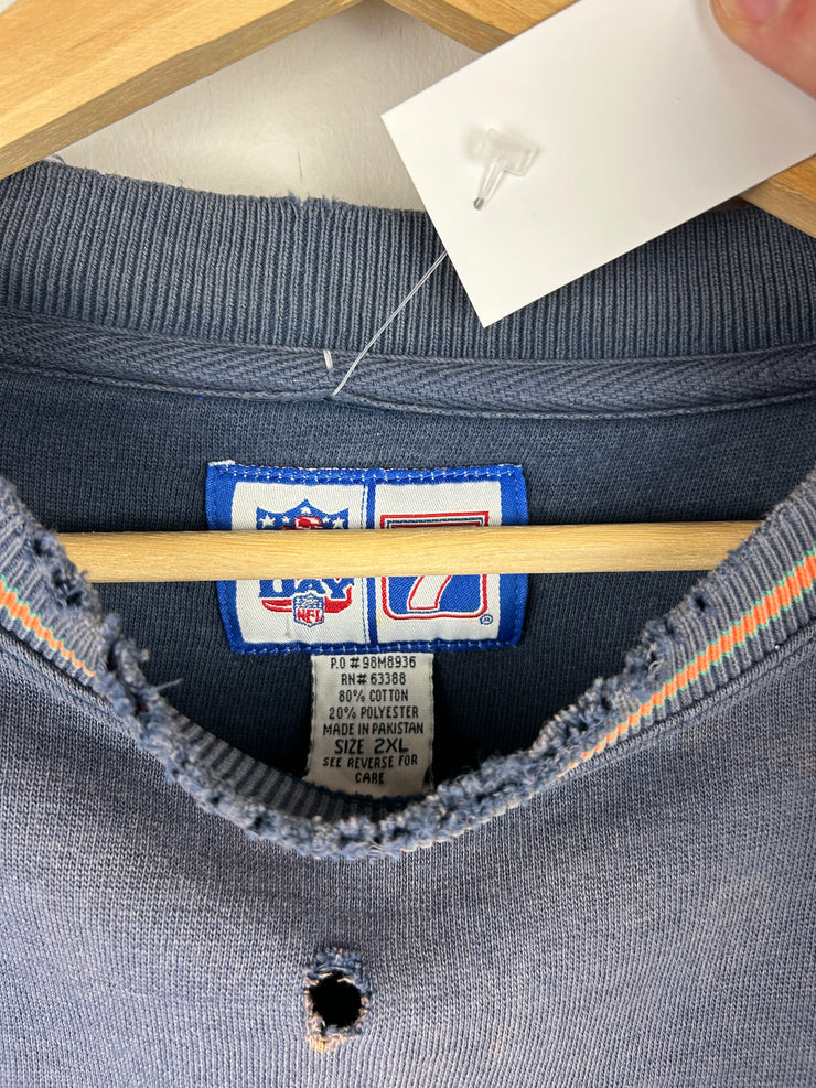 Vintage 90s NFL Logo 7 Miami Dolphins Embroidered Navy Crewneck