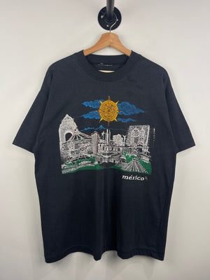 Vintage 90s Mexico Monuments Black Tee