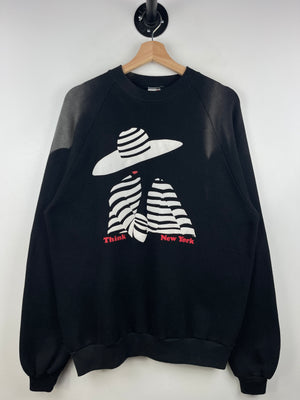 Vintage 90s Think New York Faded Black Crewneck