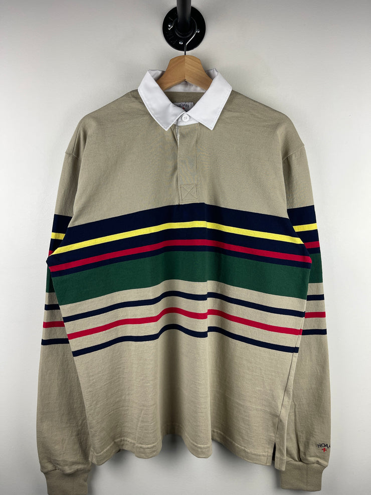 Noah Striped Beige Polo Rugby Long Sleeve