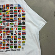 Vintage 1996 Atlanta Olympics Flags White Tee