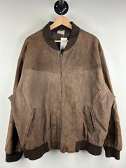 Vintage Brown Suede Leather Bomber Jacket