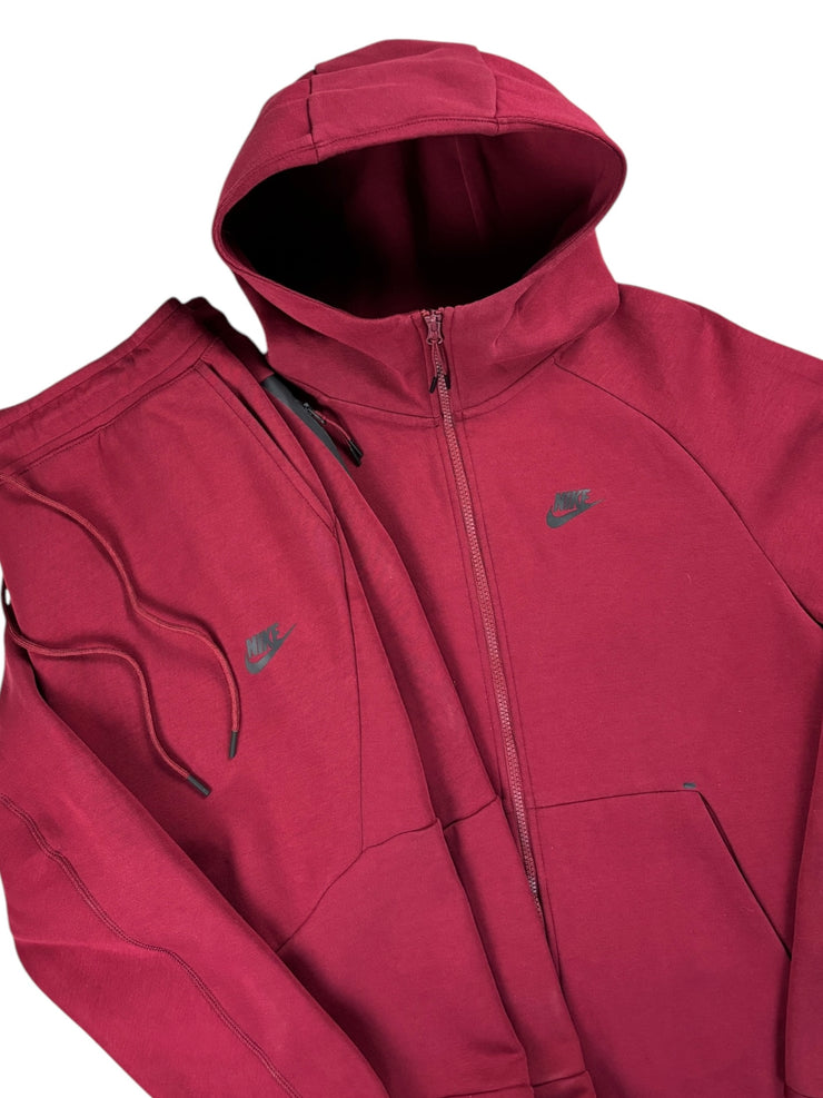 Nike Tech Fleece Red Zip Up Hoodie & Sweatpants Set