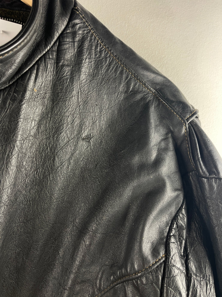 Vintage 80s Moto Café Racer Black Leather Jacket