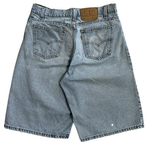 Vintage 90s Levis 560 Orange Tab Light Wash Blue Denim Shorts