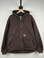 Vintage Carhartt Active Dark Brown Hooded Work Jacket J130 DKB