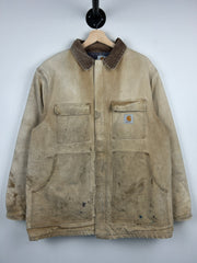 Vintage 90s Carhartt Arctic Blanket Lined Beige Work Jacket