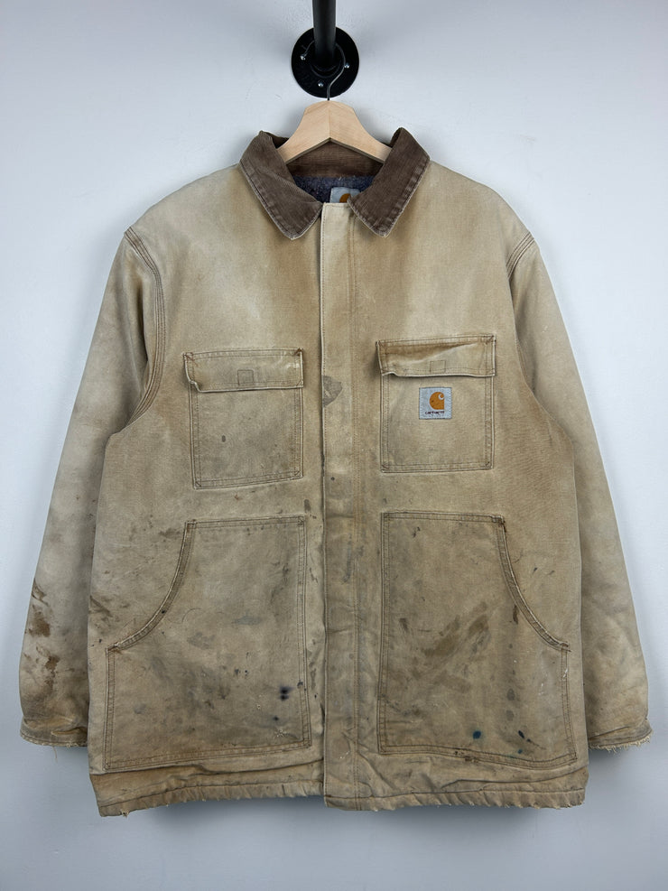 Vintage 90s Carhartt Arctic Blanket Lined Beige Work Jacket