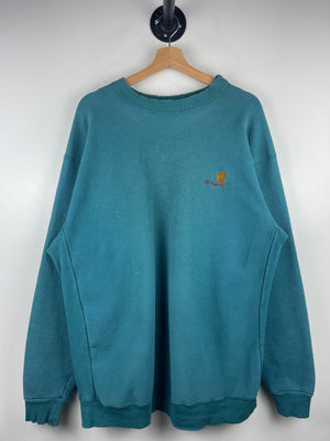 Vintage 80s Carhartt Embroidered Teal Reverse Weave Crewneck