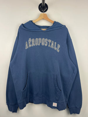 Vintage Aeropostale Embroidered Spellout Blue Hoodie