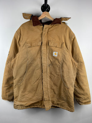 Vintage 90s Carhartt Arctic Fur Hood Light Brown Work Jacket