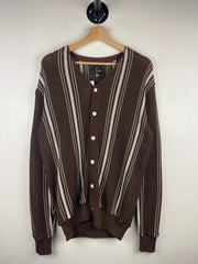 Needles Striped Brown Knit Cardigan Sweater