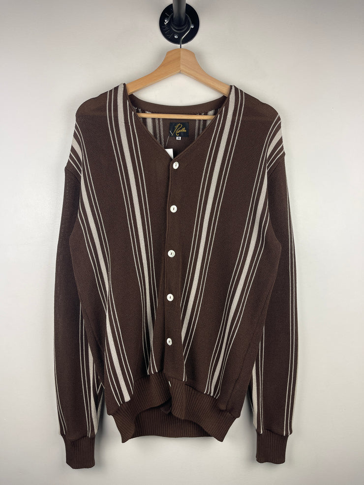 Needles Striped Brown Knit Cardigan Sweater