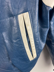 Vintage 80s St. Lawrence College Kingston Ontario Blue Leather Varsity Jacket