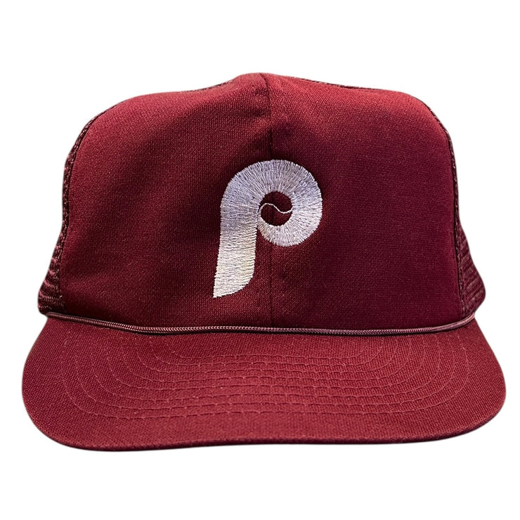 Vintage 80s MLB Philadelphia Phillies Plain Logo Trucker Snapback Hat