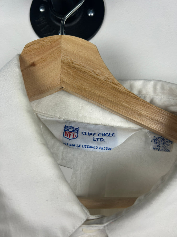 Vintage 80s NFL Cliff Engle New England Patroits Super Bowl White Collared Jersey