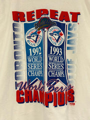 Vintage 1992 Toronto Blue Jays Repeat Champions White Tee