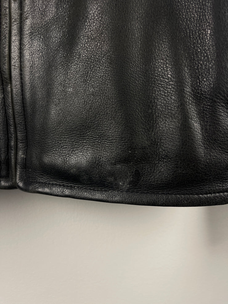 Vintage Eddie Bauer Black Leather Cropped Jacket