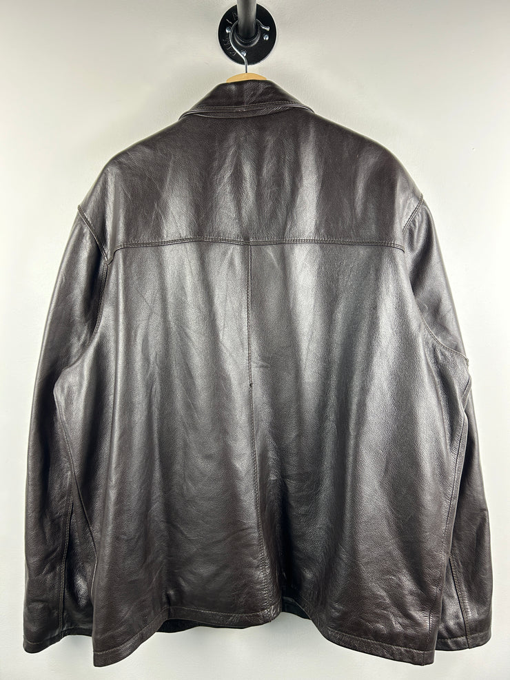 Vintage Columbia Brown Leather Straight Cut Jacket