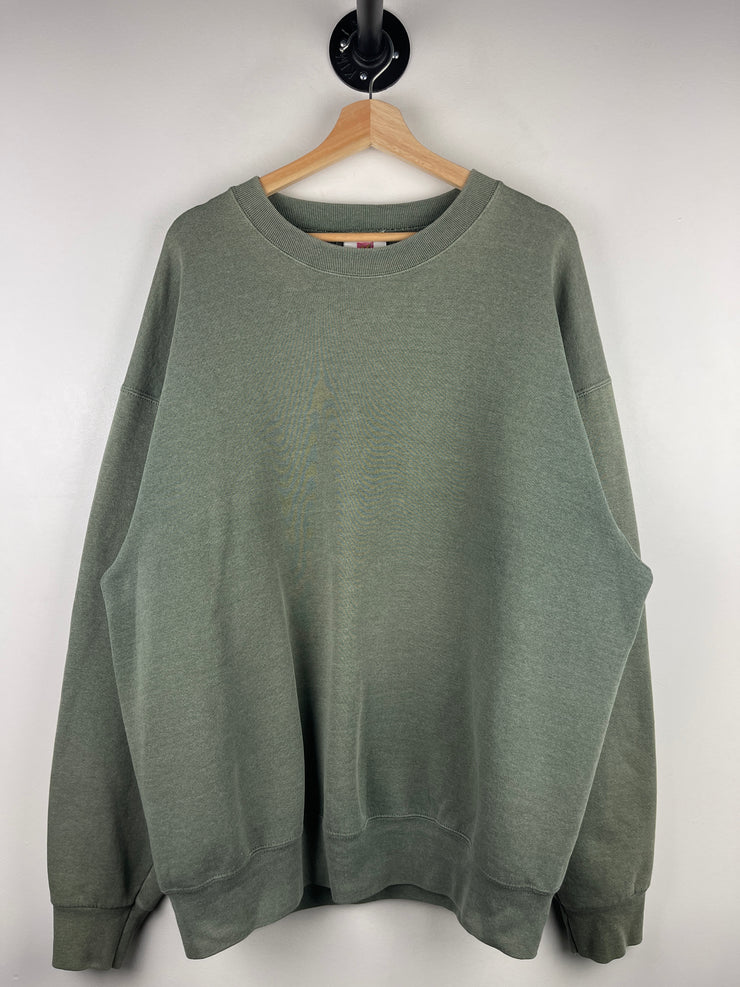 Vintage 90s Members Mark Blank Faded Olive Crewneck