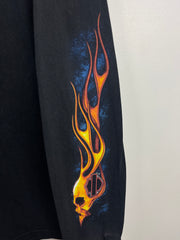 Vintage Harley Davidson Flames Skull California Black Long Sleeve