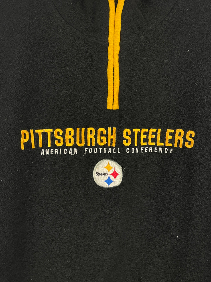 Vintage NFL Reebok Pittsburgh Steelers Black Fleece Quarter Zip Sweater