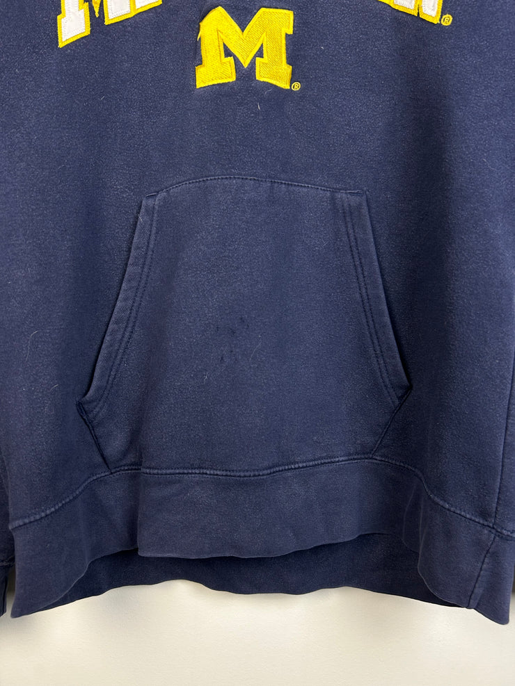 Vintage Michigan Embroidered Navy Hoodie