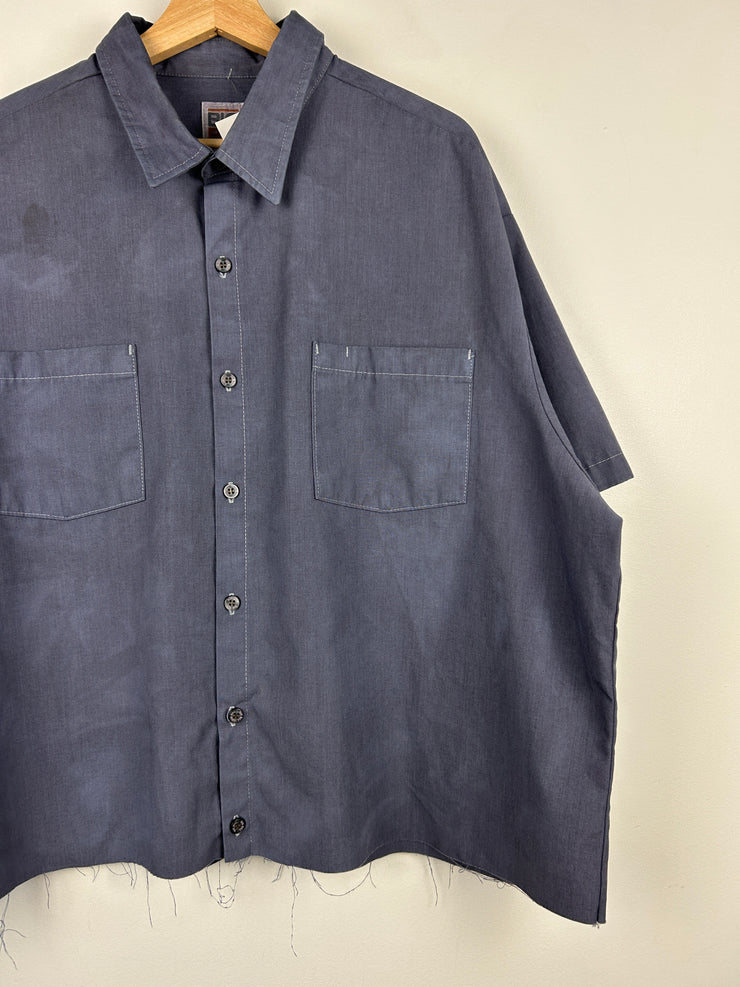 Vintage Inmate Dept Of Corrections Prison Uniform Cropped Button Up Short Sleeve Shirt