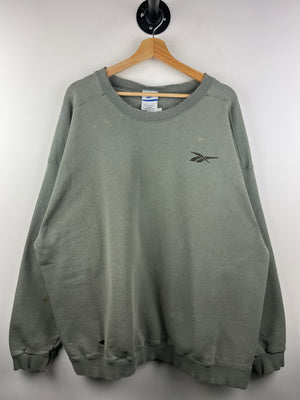 Vintage 90s Reebok Embroidered Thrashed Faded Green Crewneck