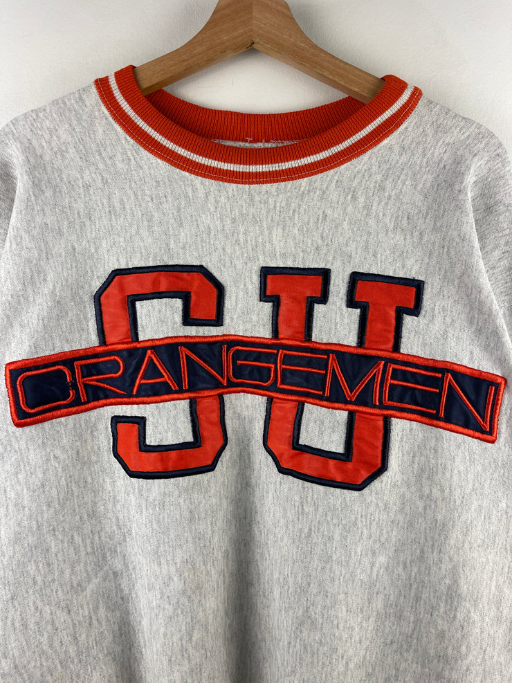 Vintage 90s Syracuse Orangemen Embroidered Orange & Grey Crewneck