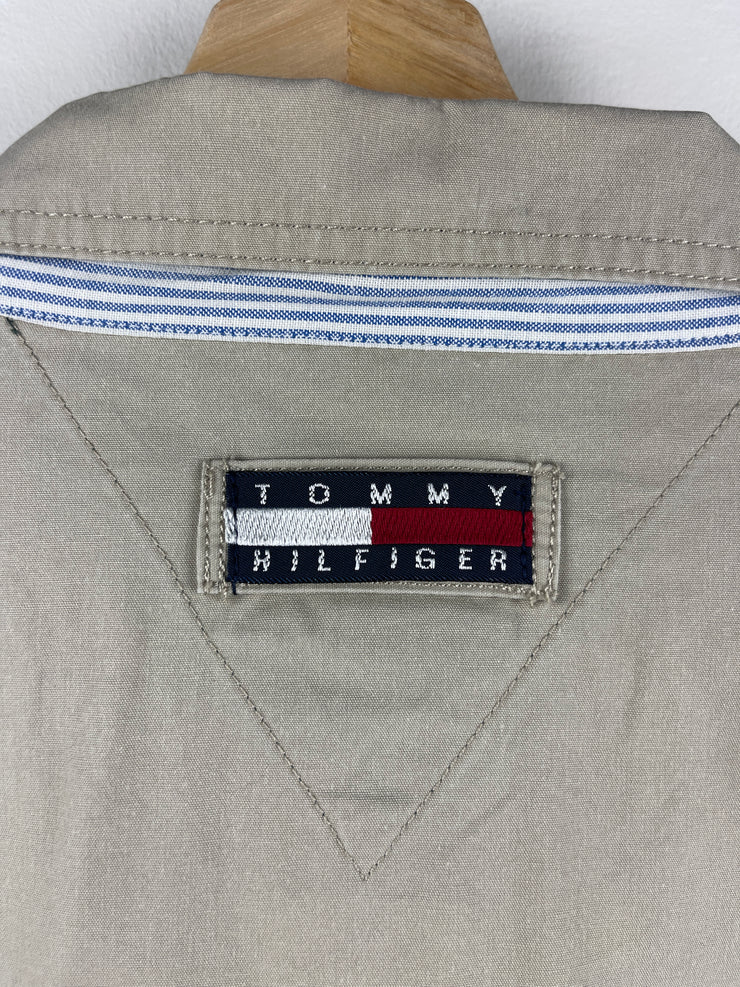 Vintage 90s Tommy Hilfiger Beige Cropped Harrington Jacket