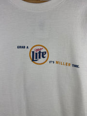 Vintage 90s Miller Lite Beer Its Miller Time White Tee