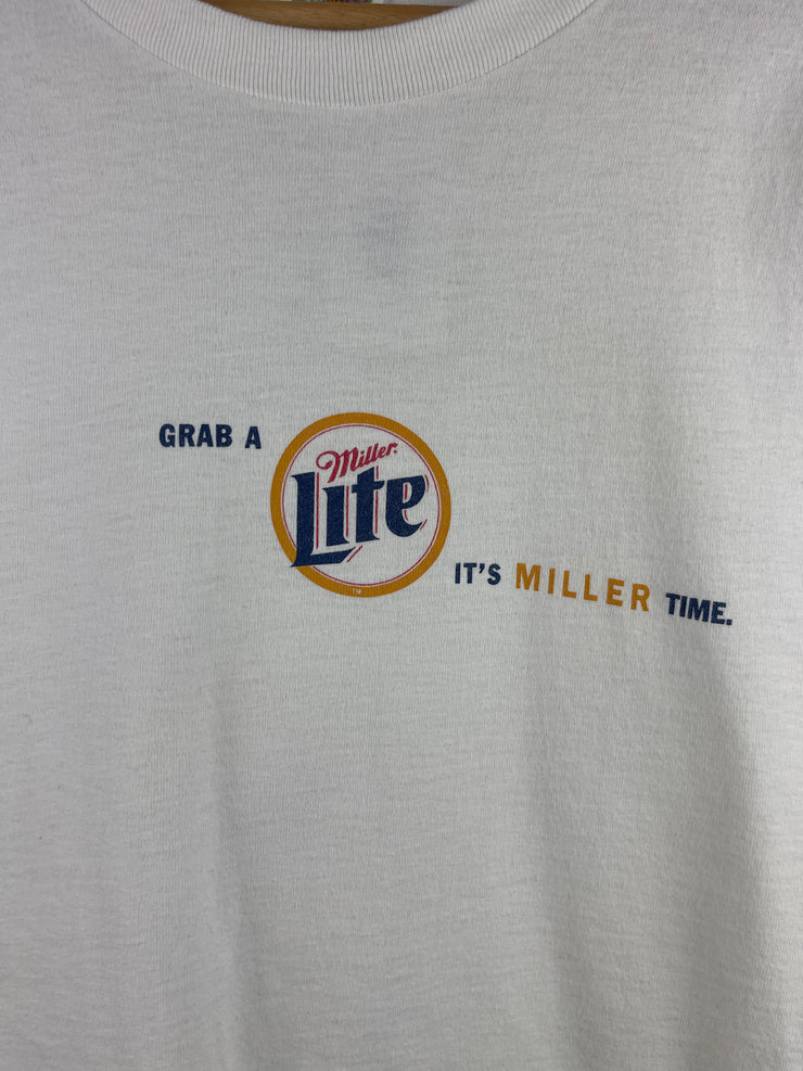 Vintage 90s Miller Lite Beer Its Miller Time White Tee