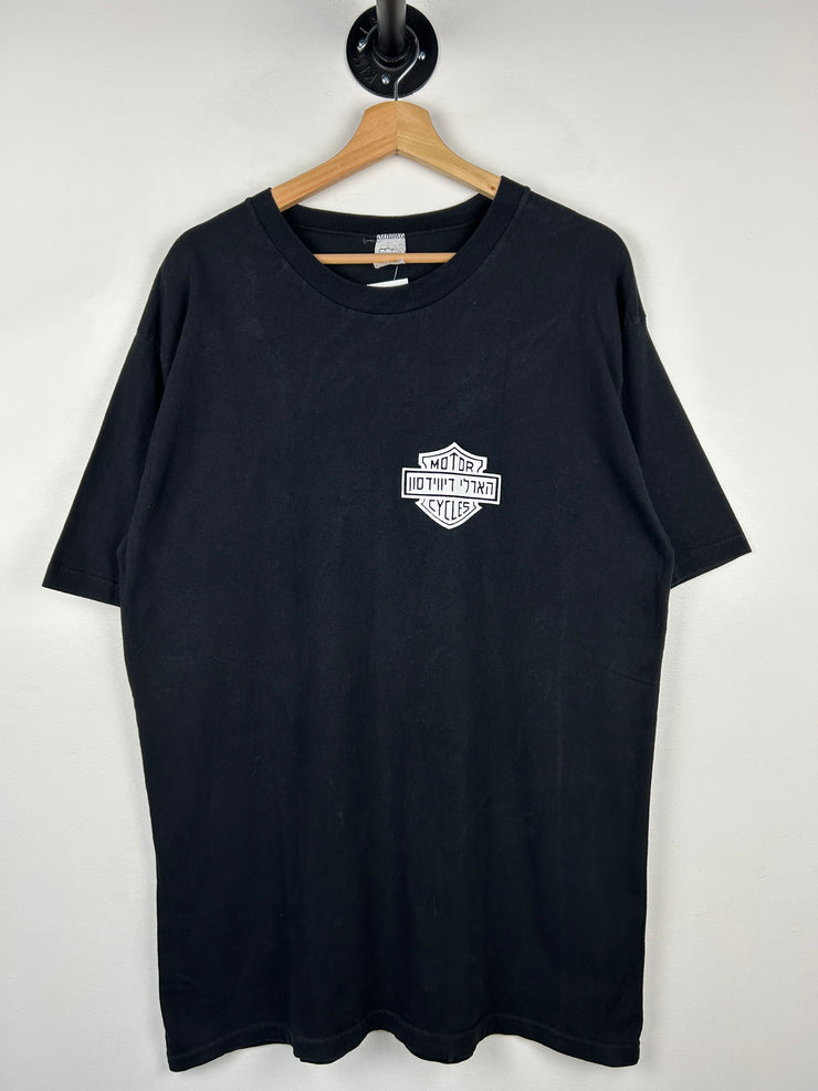 Vintage 90s Harley Davidson Hebrew Black Tee