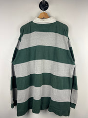 Vintage 90s American Eagle Grey & Green Striped Polo Rugby Long Sleeve