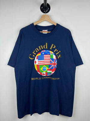 Vintage 90s Grand Prix World Championship Flags Navy Tee