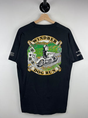 Vintage 90s Dog Run Motorcycle Rally Black Tee