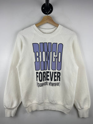 Vintage 90s Bingo Forever Housework Whenever White Crewneck