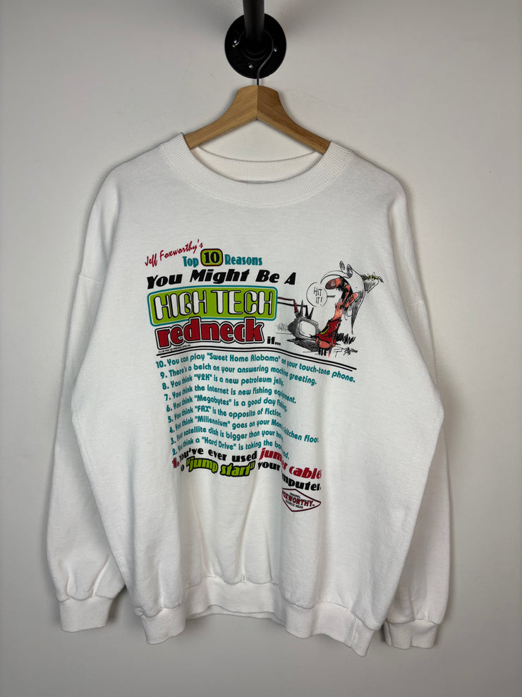 Vintage 1998 High Tech Redneck White Crewneck