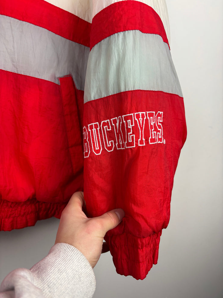 Vintage 90s Locker Line Ohio State Buckeyes Red & White Jacket