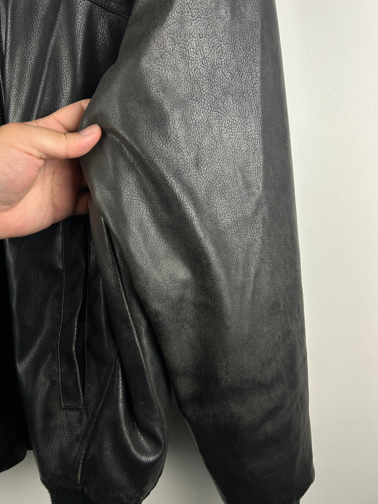 Vintage US Polo Assn Black Leather Bomber Jacket