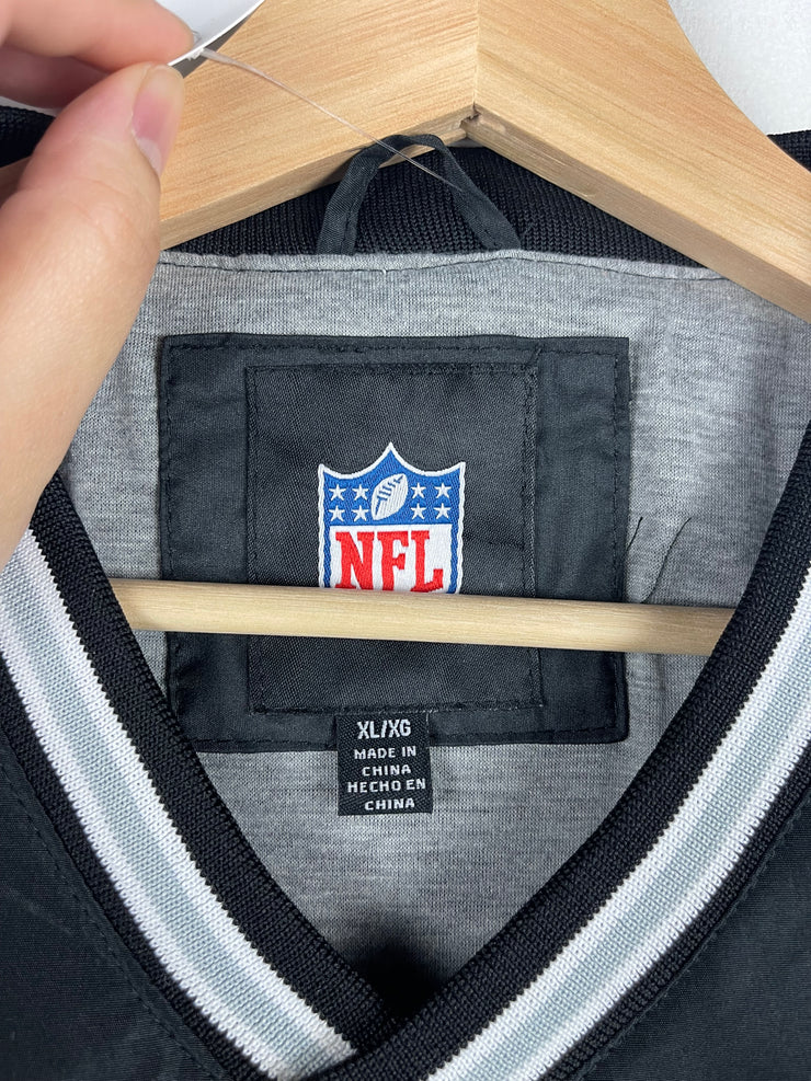 Vintage NFL Los Angeles Raiders Fleece Lined Black Pullover Windbreaker