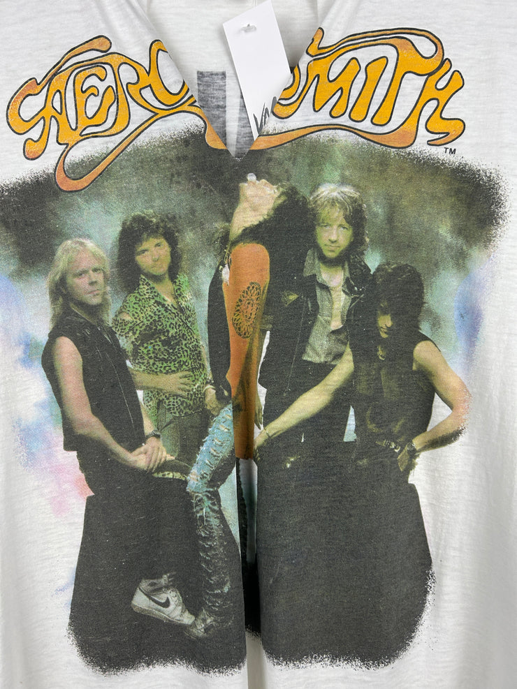 Vintage 80s Aerosmith Walk This Way White Cut Tank Top