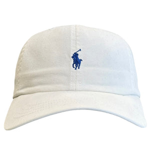 Vintage 90s Polo Ralph Lauren White Leather Strapback Hat
