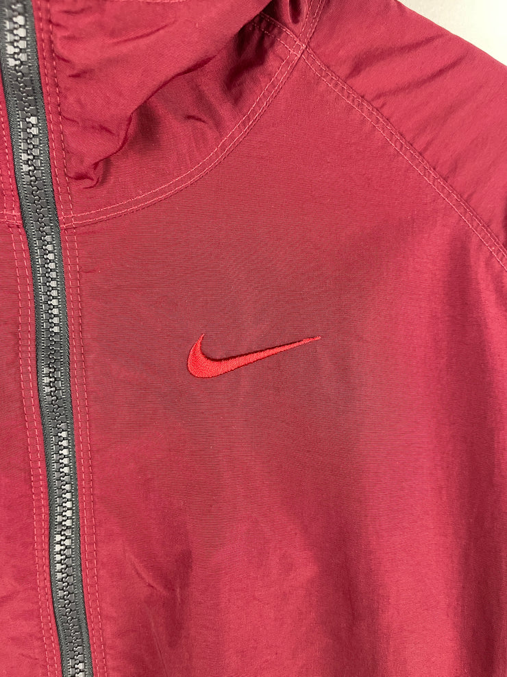 Vintage Nike Swoosh Spellout Grey & Red Reversible Hooded Jacket