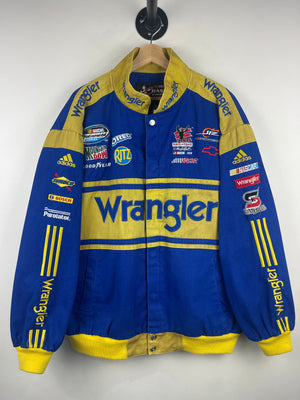 Vintage Nascar Chase Dale Jr Wrangler Blue & Yellow Racing Jacket
