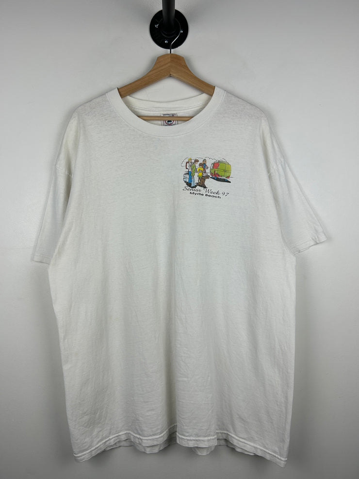 Vintage 90s Scooby Doo Weed Pass Scooby The Doobie Parody White Tee