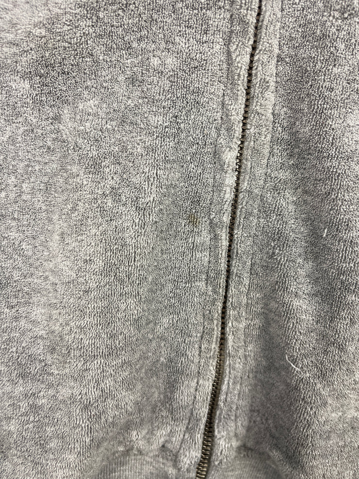 Bape Spellout Grey Velour Zip Up Sweater